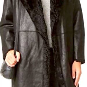 Vince Black Shearling Leather Coat